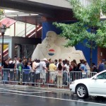 Crowds flock to the 15-ton Obama sand statue near the Charlotte Convention Center.