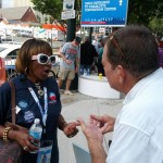 Flip Benham of Operation Save America dialogues with an Obama supporter.