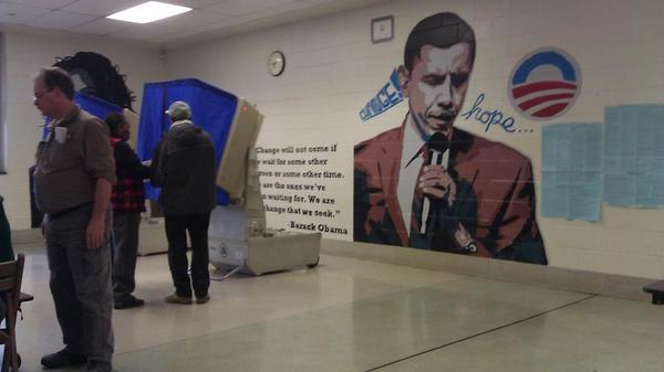 Philadelphia Poll Placed Next to Massive Barack Obama ‘Hope and Change’ Mural