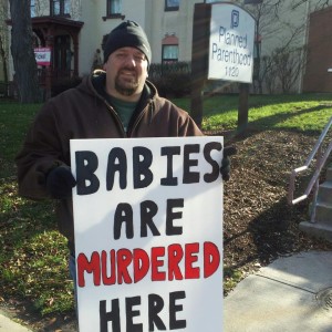 Pastor Jon Speed ministering at his local Planned Parenthood in Syracuse, New York 