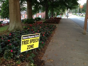 The free speech zone established for the festival.