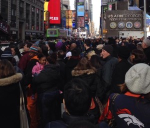 The masses fill the New York City streets on Super Bowl weekend.