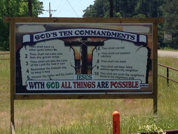Texas DOT Orders Ten Commandments Sign to be Removed from Private Property
