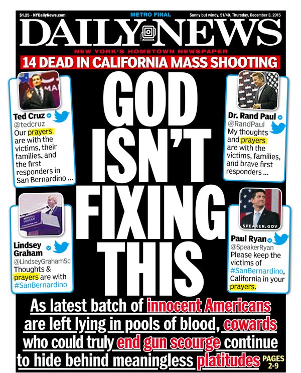 Tabloid Calls Lawmakers’ Prayer Posts for San Bernardino ‘Platitudes’: ‘God Isn’t Fixing This’