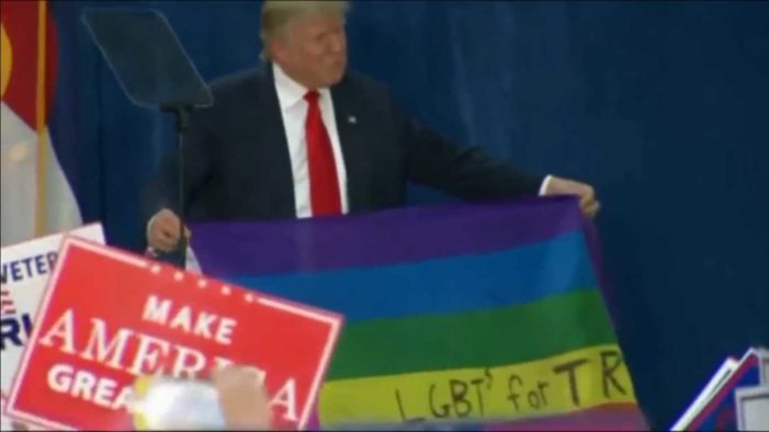 Trump Holds Up Rainbow ‘LGBT for Trump’ Flag at Colorado Campaign Rally