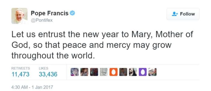 ‘Pope Francis’ Urges: ‘Let Us Entrust the New Year to Mary’