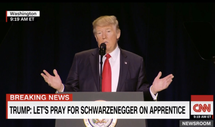 Trump Mocks Schwarzenegger, Jokingly Asks for ‘Prayer’ for ‘Apprentice’ Ratings at National Prayer Breakfast