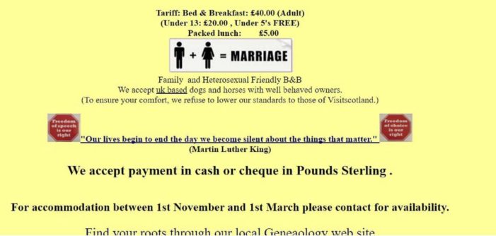 Scottish Bed & Breakfast Owner Taken to Court Over Website Suggesting Refusal of Homosexuals