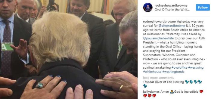 Group of Religious Leaders, False Teachers Surround and Lay Hands on President Trump