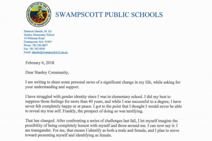 Massachusetts Elementary School Principal Announces That He Identifies as a Woman
