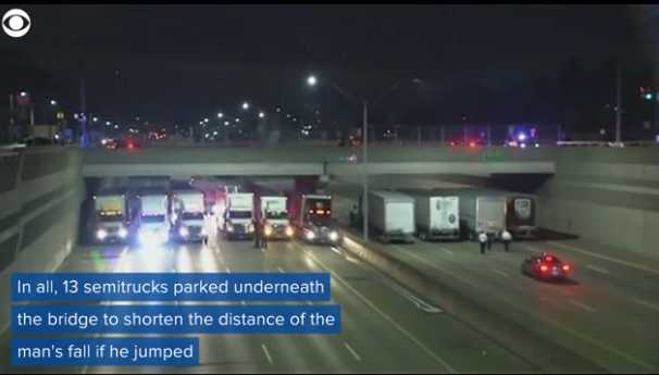 13 Semis Line Detroit Freeway to Help Save Man Threatening to Kill Himself