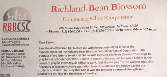 Humanist Group Complains After School Superintendent Sends Letter to Pastors Requesting Prayer