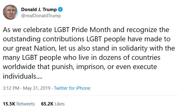 Trump tweet for Pride Month