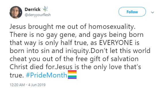 Young Man Tweets for Pride Month: ‘Jesus Brought Me Out of Homosexuality’