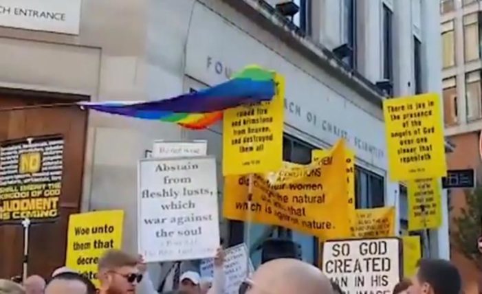 Actor Antony Cotton Jumps Off Manchester Pride Float, Targets Christian Preachers With Rainbow Flag