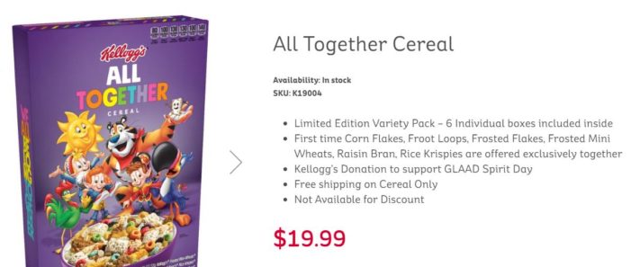 Kellogg’s Launches ‘All Together’ Variety Pack in Support of Homosexual Advocacy Group’s ‘Spirit Day’ Campaign