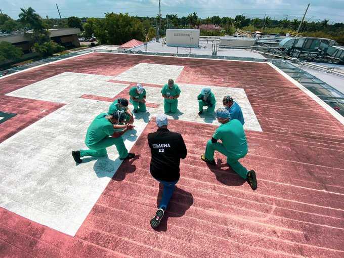 Health Care Workers Join Together on Hospital Helipads to Pray for Staff and Patients
