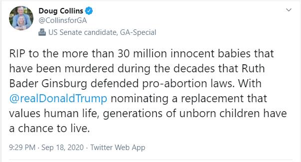 Rep. Offers Condolences to ’30 Million Innocent Babies’ Who Died From Ginsburg’s Defense of Abortion