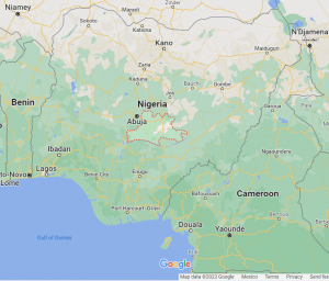 Location of Nasarawa state, Nigeria. (Map data (c)2022 Google)