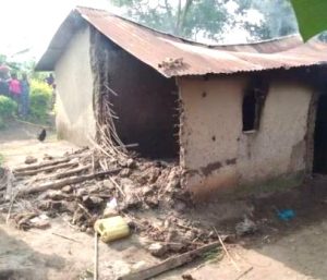 Damaged home of three Christian family members killed in Nyabitutsi village, Uganda on Dec. 25, 2023. (Morning Star News)