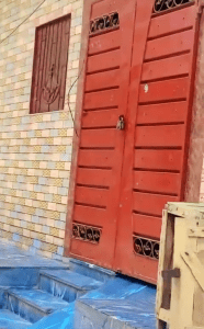 Locked door of one of the households that fled Christian Colony in Okara District, Pakistan after blasphemy accusation on June 23, 2024. (CDI-MSN)
