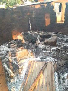 Remains of home set aflame in Unguwar Rogo village, Kajuru County, Nigeria, on Jan. 1, 2025. (Facebook Kaduna Political Affairs)