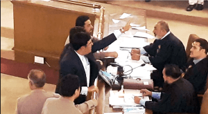 Opposition members in Pakistan protest anti-child marriage bill in Balochistan provincial assembly on Nov. 14, 2025. (Screenshot from Facebook)