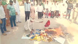 Burning of Bibles during attack on Christians in Harayana state’s Titoli village on Nov. 7, 2025. (Morning Star News screenshot from video)