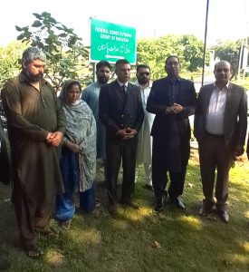 Christian rights activists and parents of Maria Shahbaz after Oct. 21, 2026 hearing at Federal Constitutional Court. (Christian Daily International-Morning Star News)